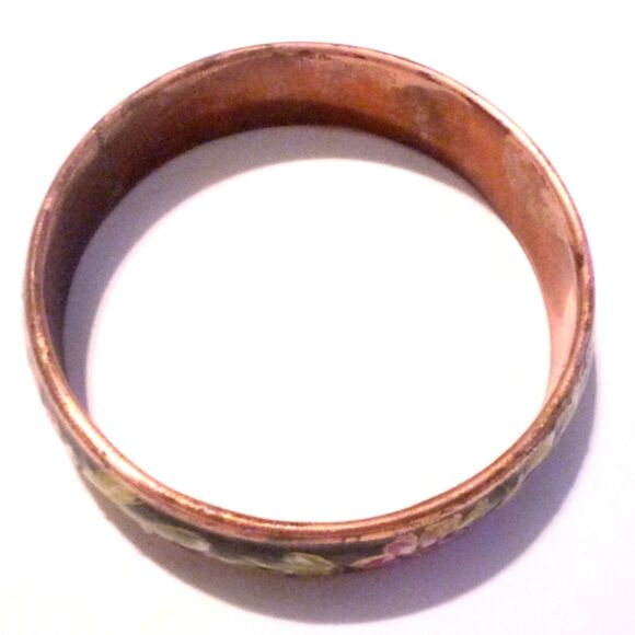 Vintage Floral Hand Painted Enamel Bangle Bracelet * - Picture 3 of 5